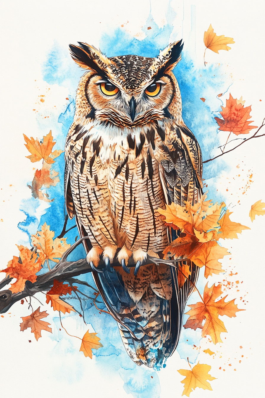 L'éclat des couleurs automnales autour d'un hibou