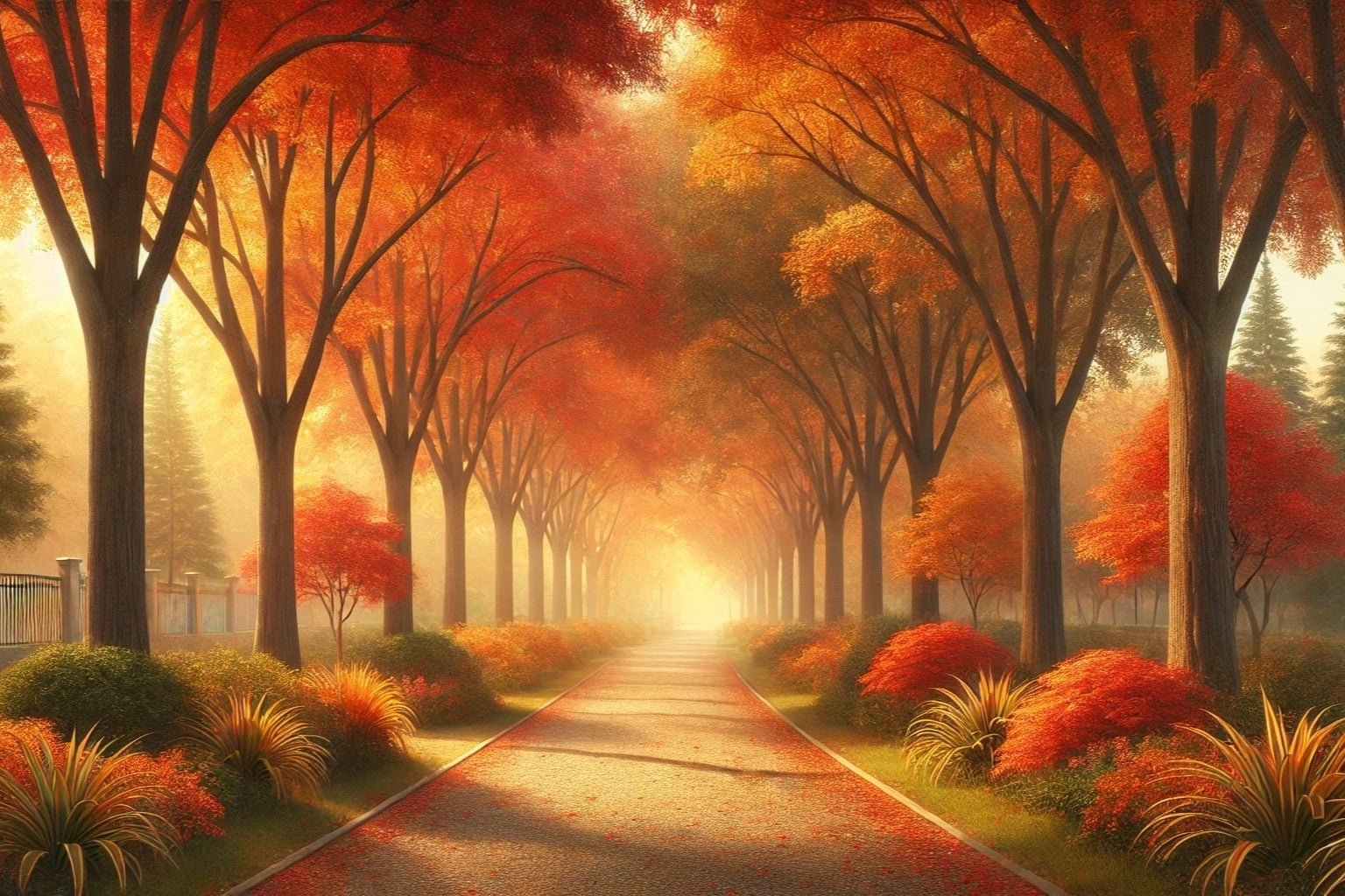 Lumière d'automne sur le chemin