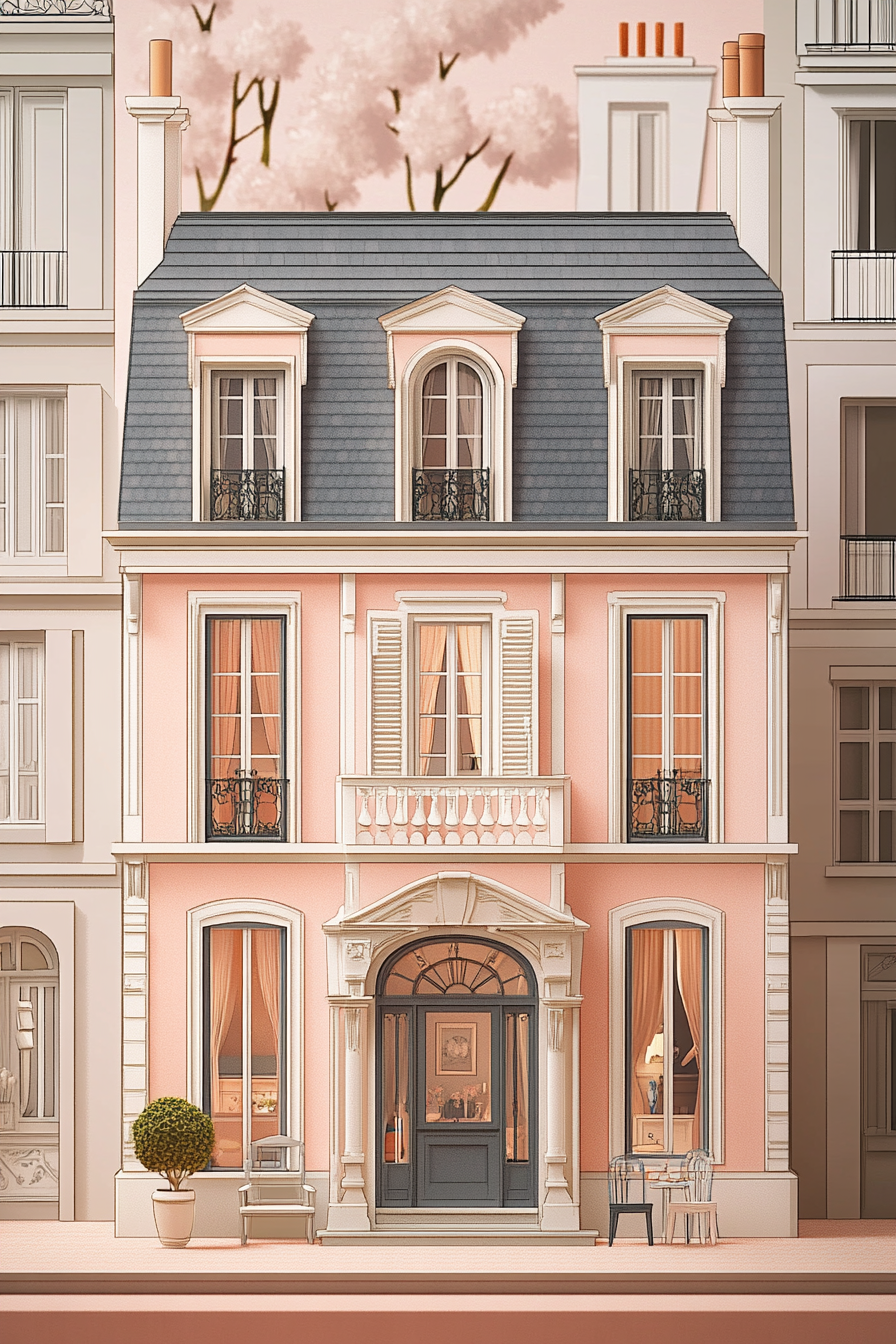 Maison rose au charme parisien