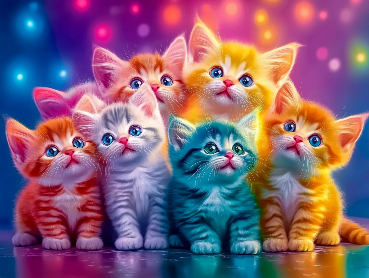 La fête des chatons arc-en-ciel