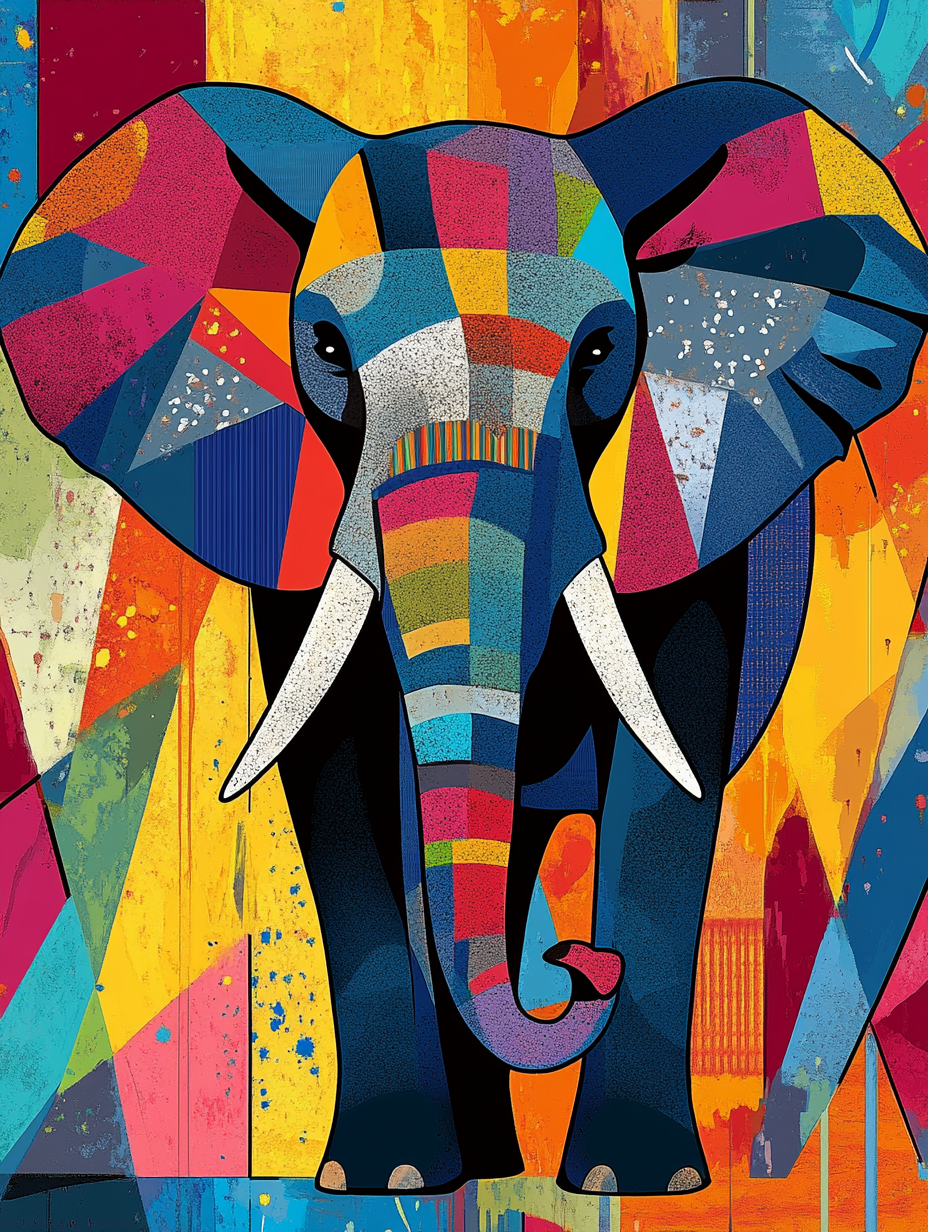 Art Moderne : Éléphant Stylisé