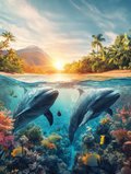 L'éclat des dauphins dans le lagon