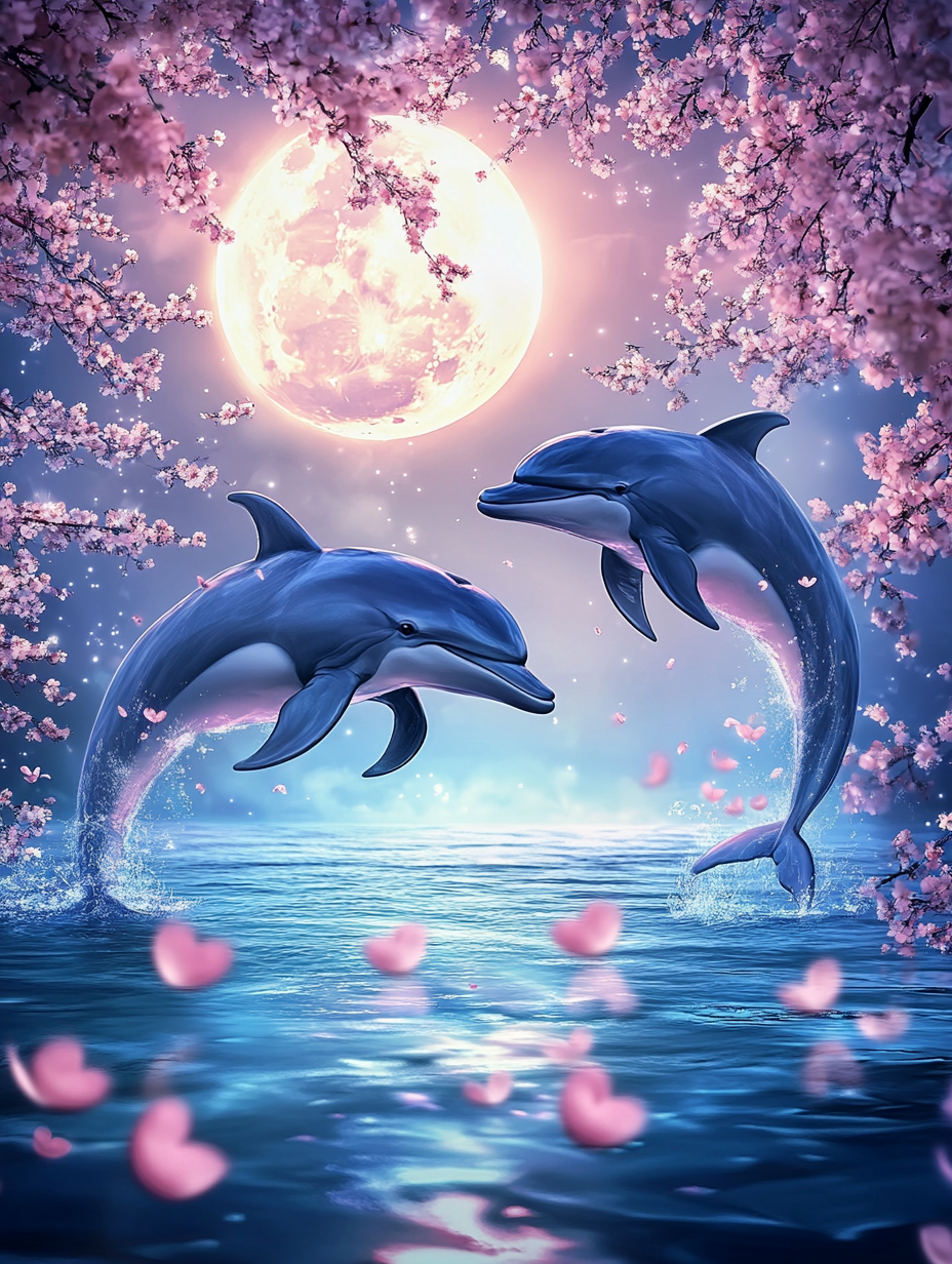 Danse de dauphins dans la nuit étoilée