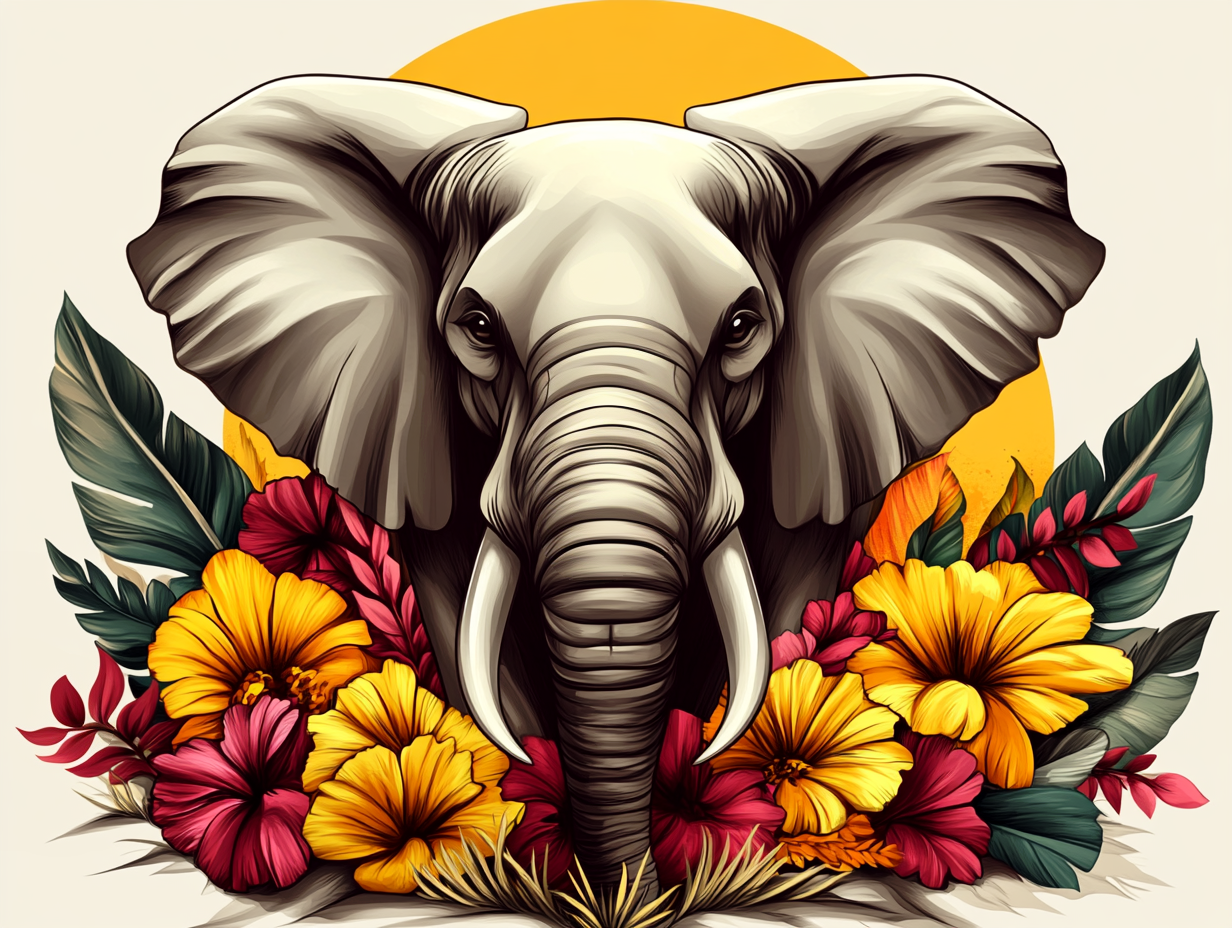 Éléphant Impérial et Soleil Doré