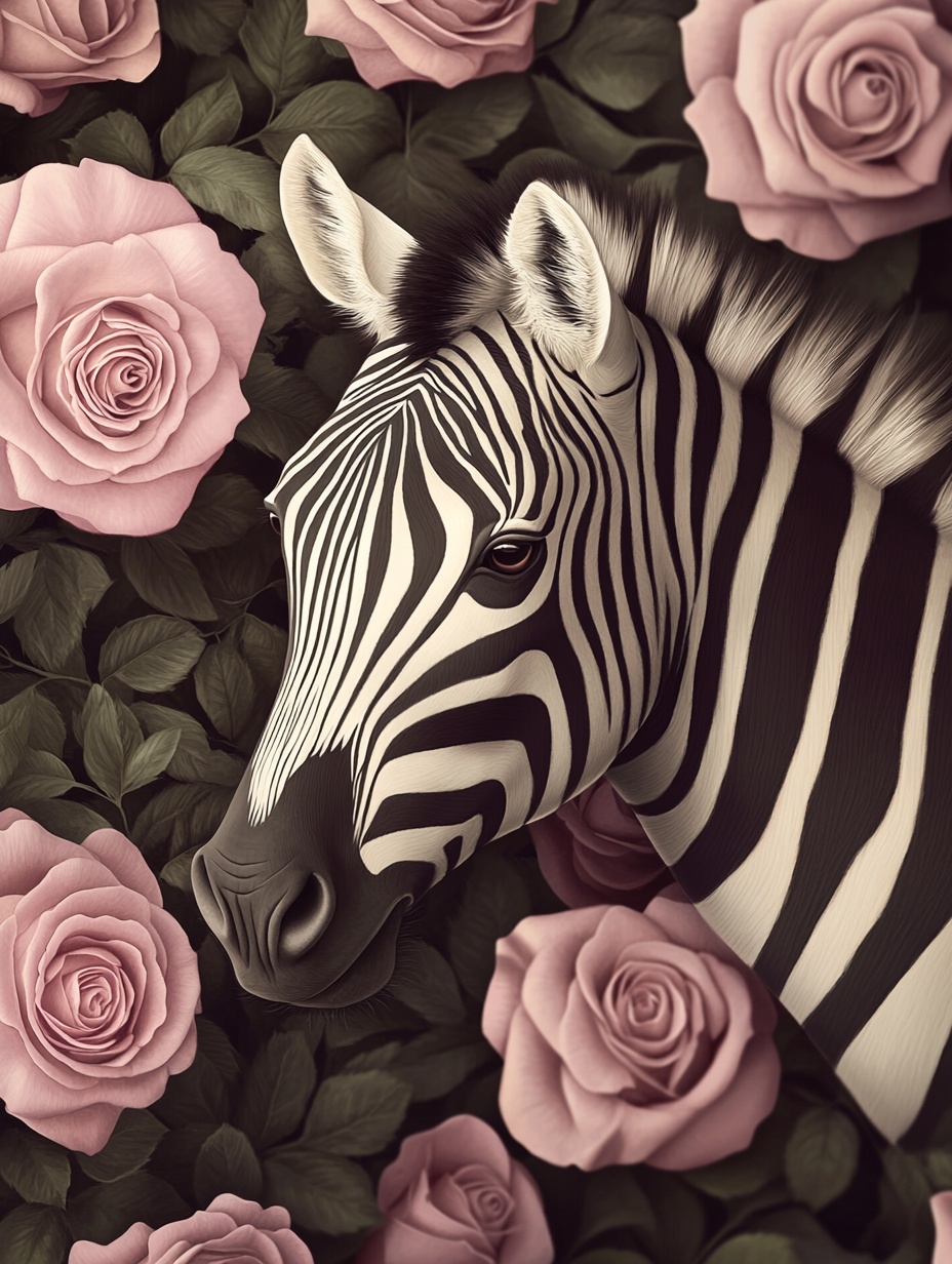 Rayures Noires et Roses Pastel