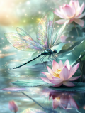 Lotus éclatant et ailes scintillantes