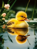 Reflet parfait d’un caneton