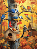 Un tableau vivant d'oiseaux et de feuillage