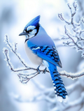 L'oiseau bleu dans le royaume de l'hiver