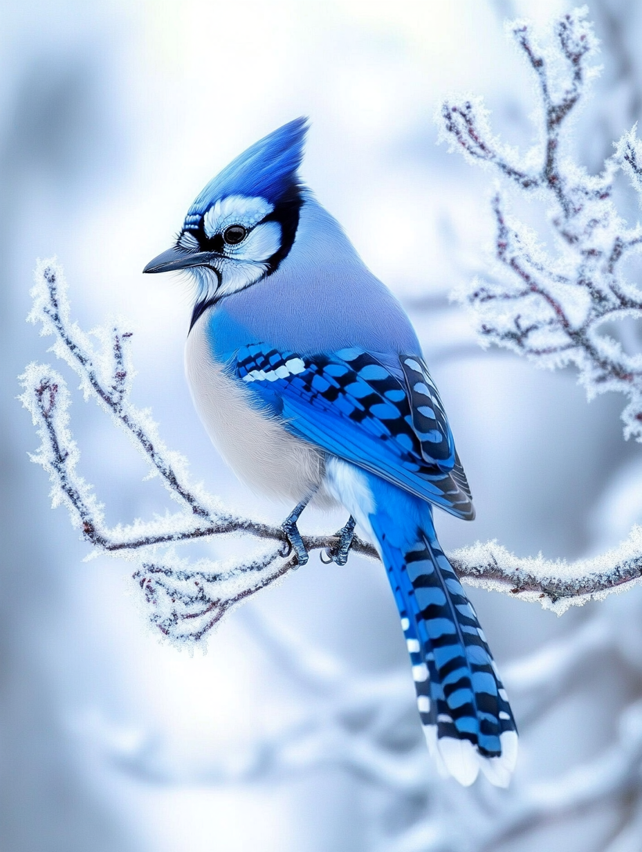 L'oiseau bleu dans le royaume de l'hiver