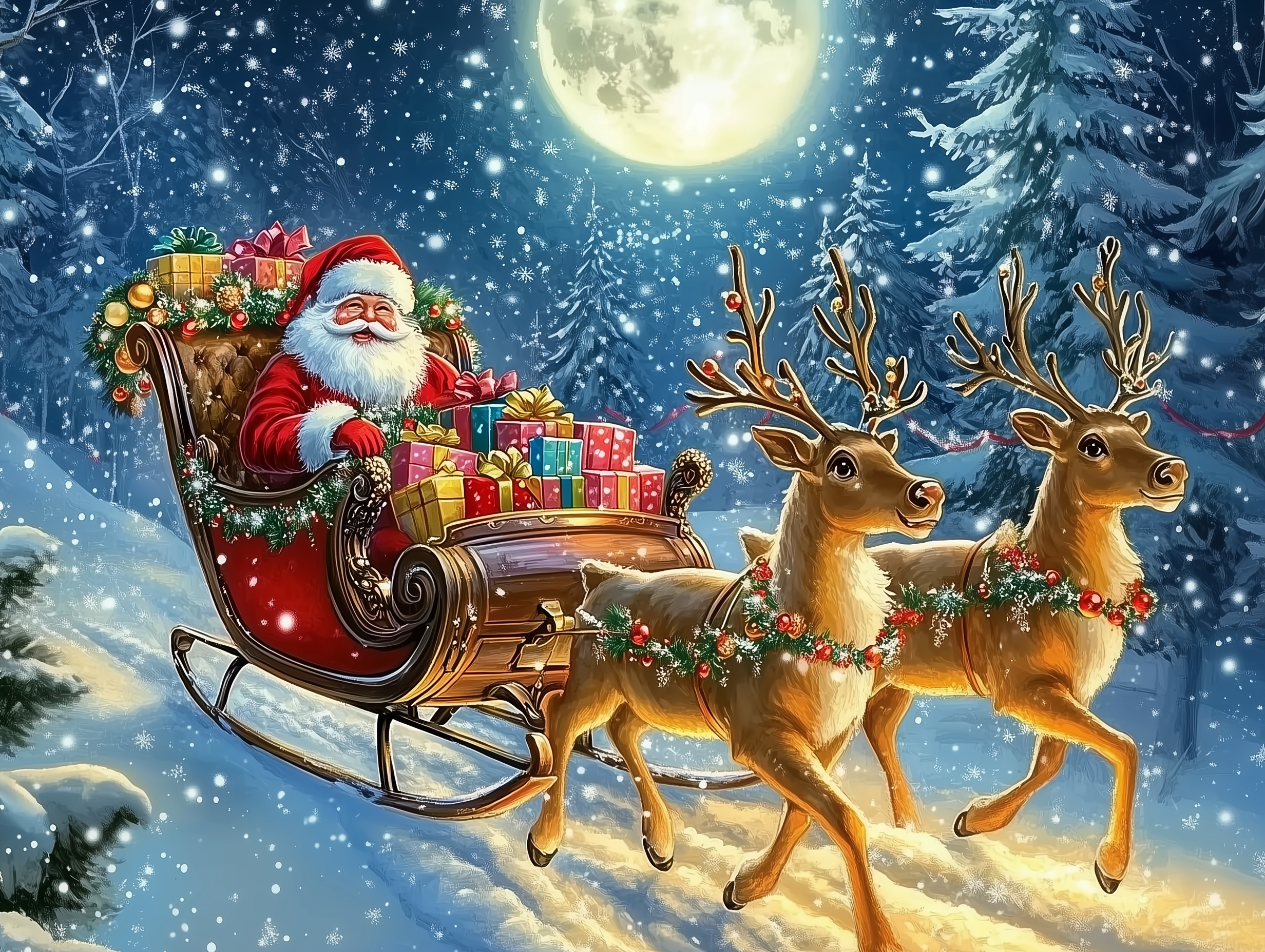 Le Père Noël en route pour la distribution