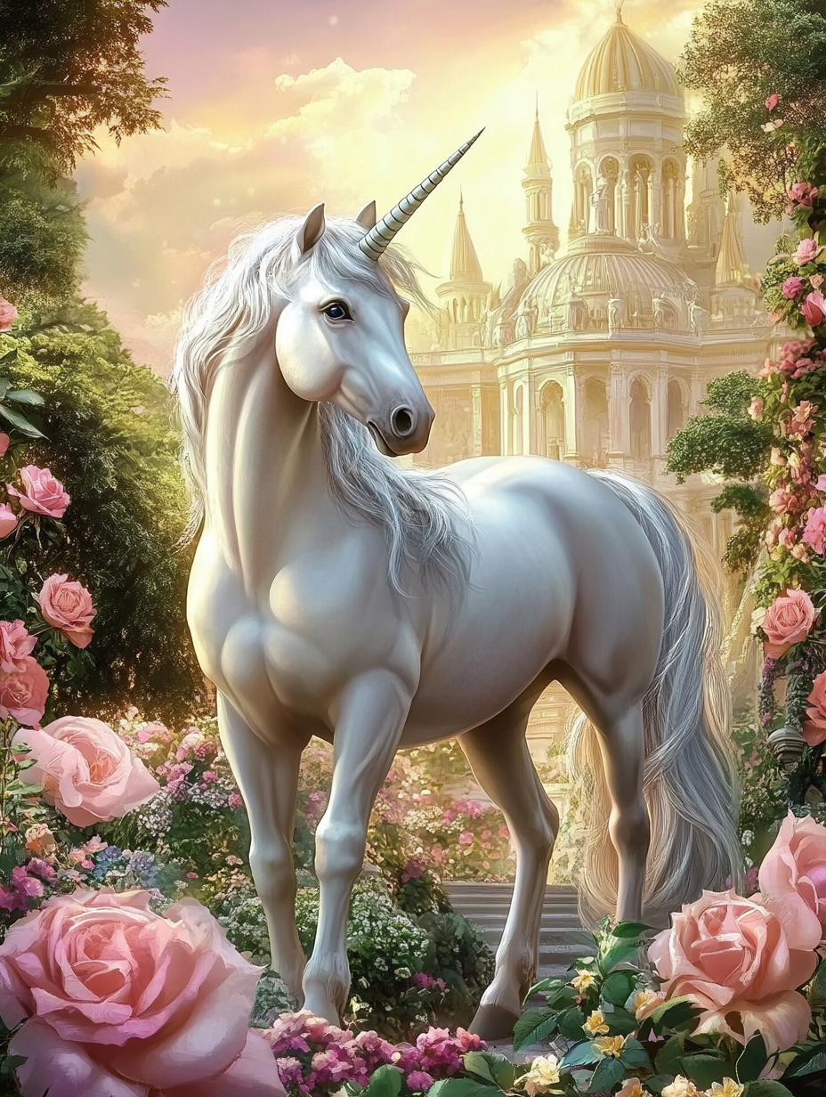 Licorne majestueuse au royaume enchanté