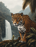 Jaguar Majestueux Face à la Cascade