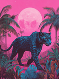 Nächtlicher Leopard unter dem rosa Mond