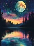 Lune brillante sur le lac