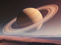 Der Saturn schwebt über der Wüste