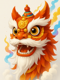 Lion joyeux aux couleurs vives