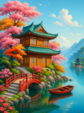 Maison japonaise au bord du lac