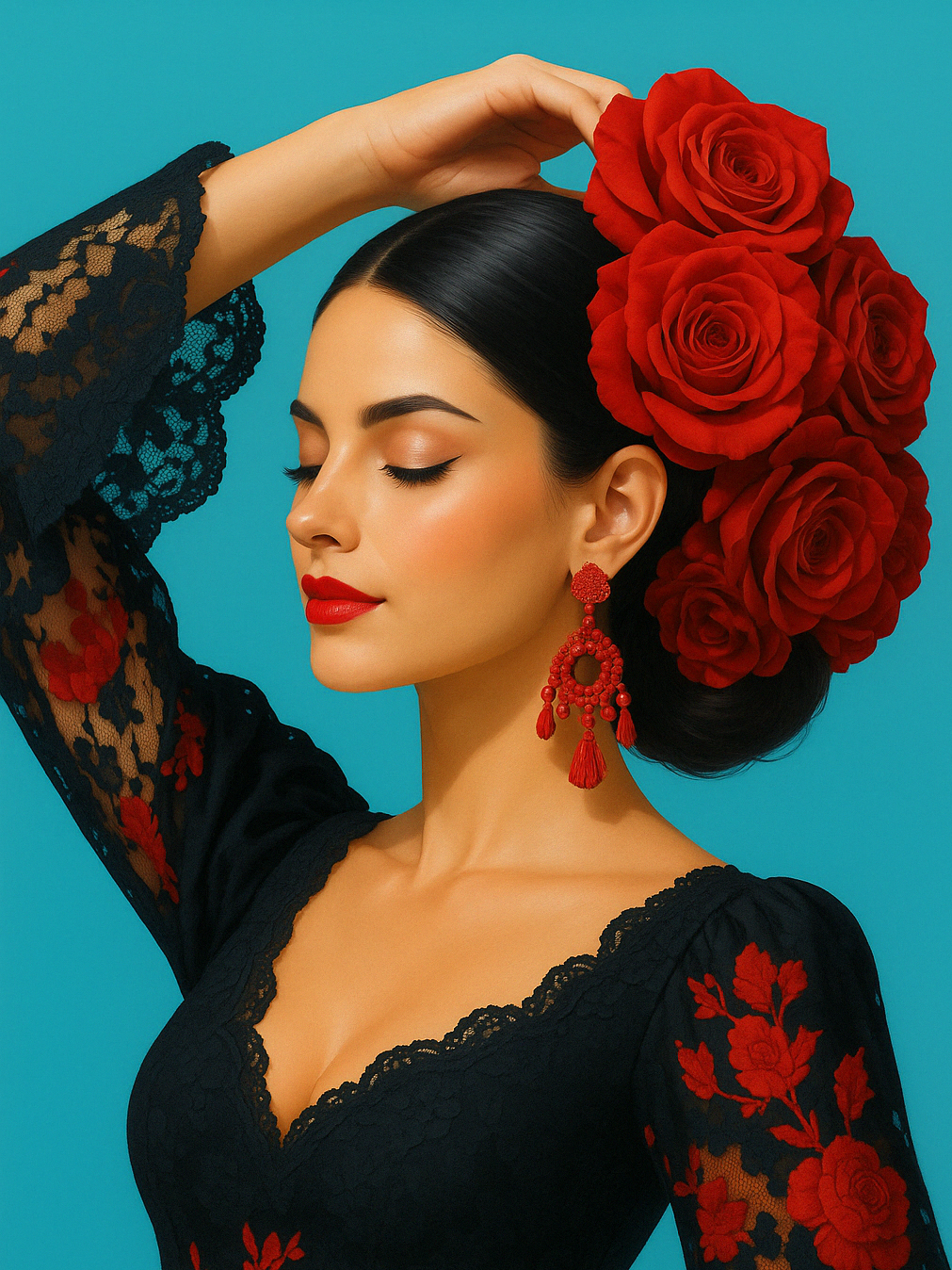 Fleur rouge et grâce andalouse
