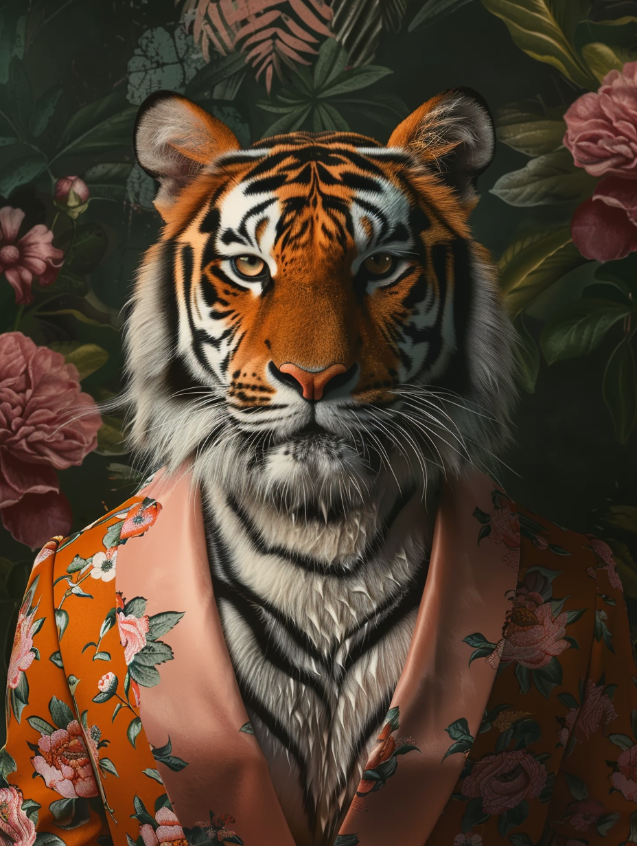 Tigre en Costume Floral