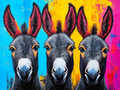 Pop-art donkeys: an eccentric trio