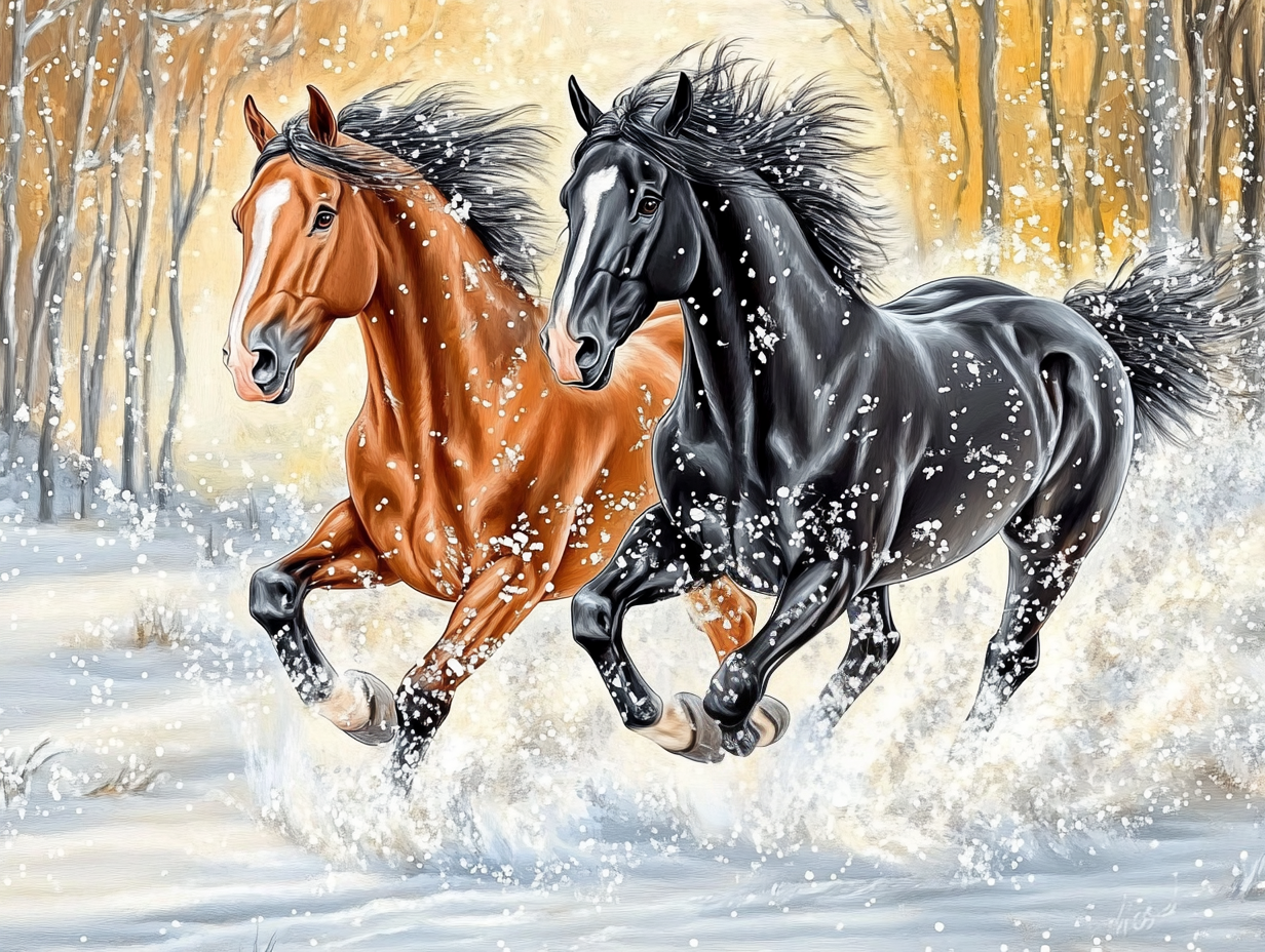 Un duo majestueux dans un décor hivernal
