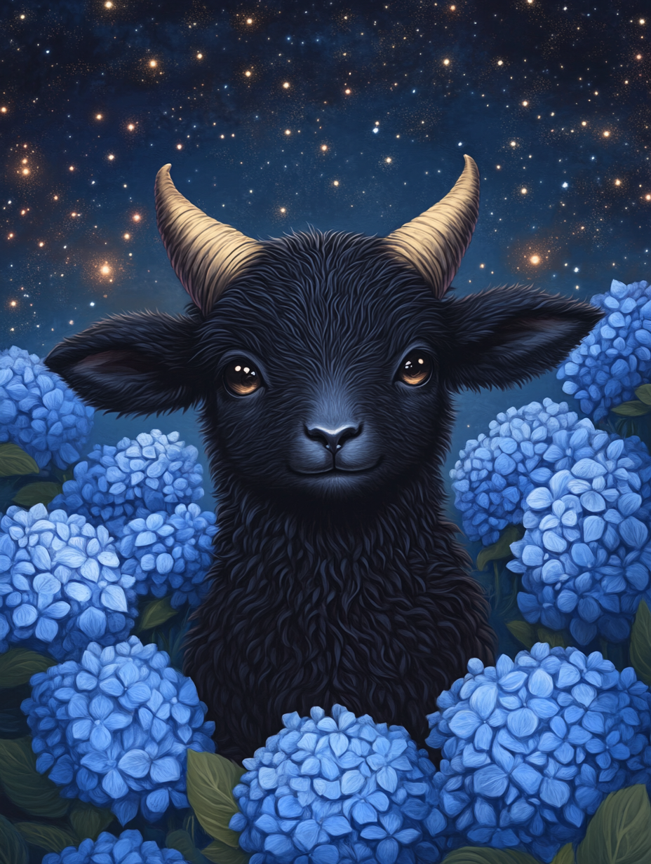 Portrait nocturne d'un agneau