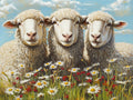 Trois moutons sous le soleil estival