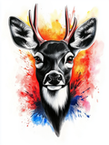 Portrait aquarelle d’un cerf élégant