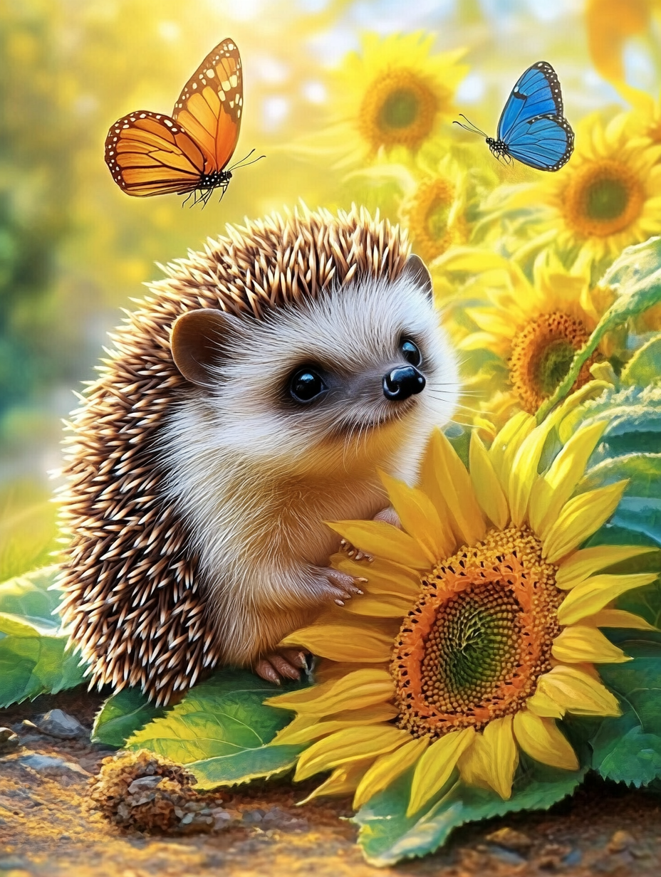 Un hérisson curieux parmi les fleurs