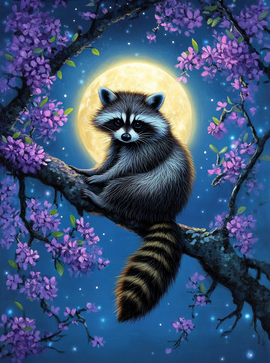 Veilleur nocturne dans un arbre fleuri