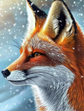 Le renard dans la tempête de flocons