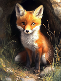Kleiner Fuchs am Eingang seines Baus