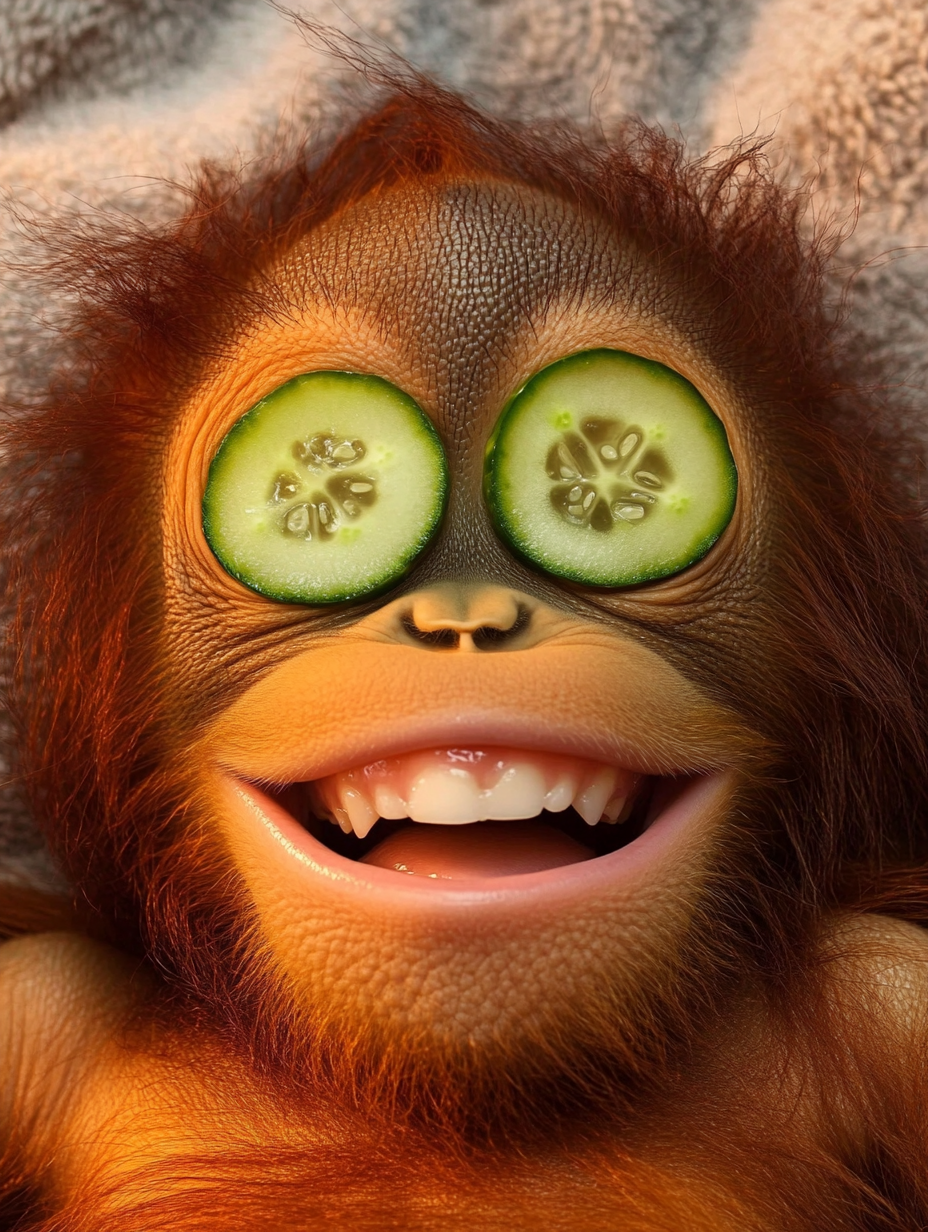 Pause fraîcheur pour l'orang-outan