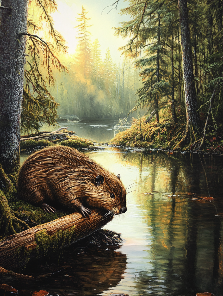 Le castor au bord de l’eau