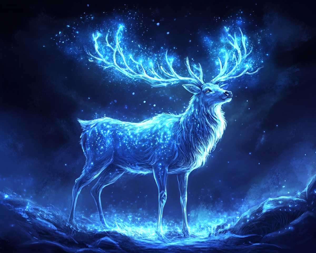 Cerf magique au clair de lune