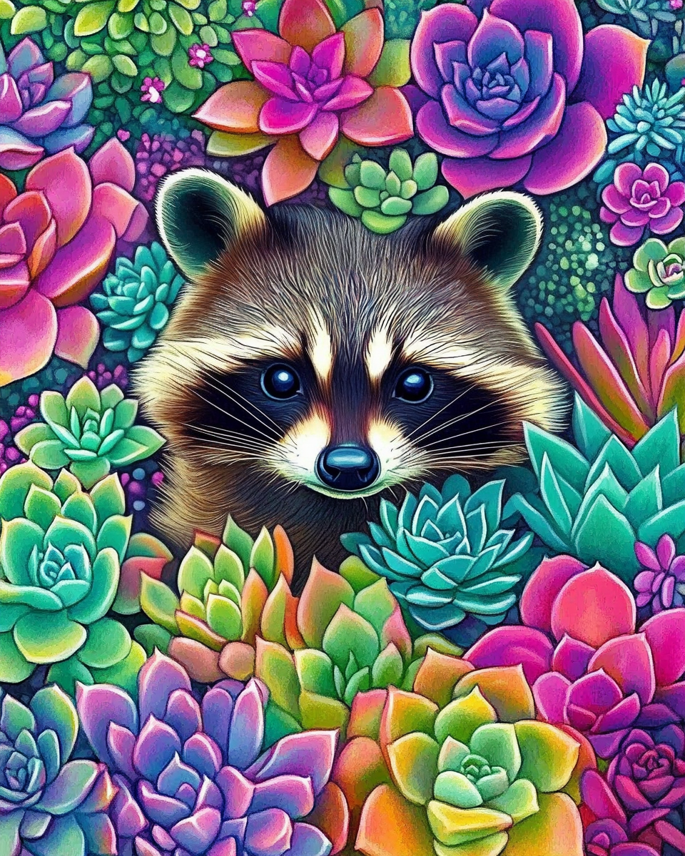 Masqué parmi les succulentes