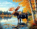 Elch und Herbstfarben