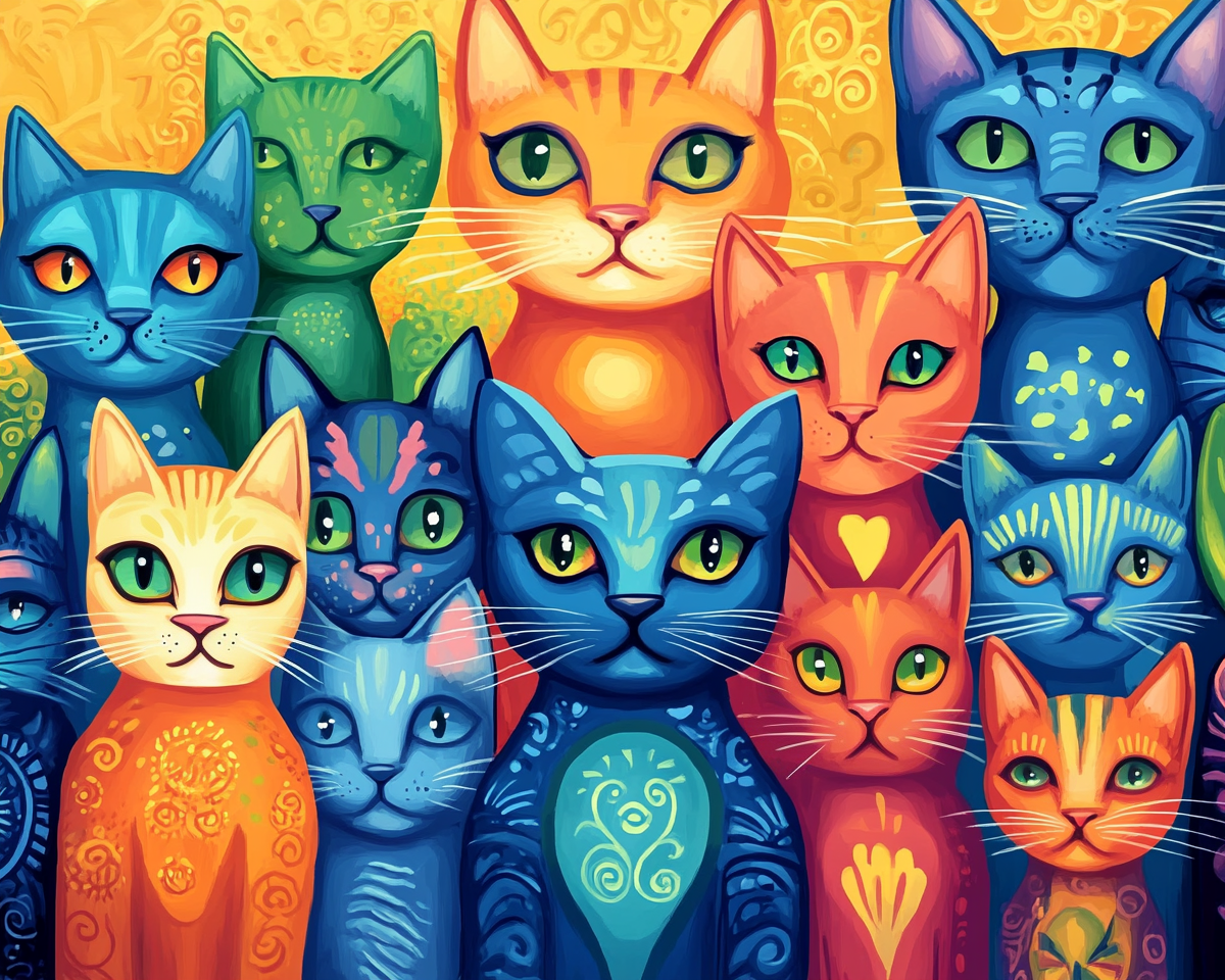 Palette de chats colorés
