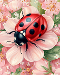 Coccinelle en balade dans un jardin rose