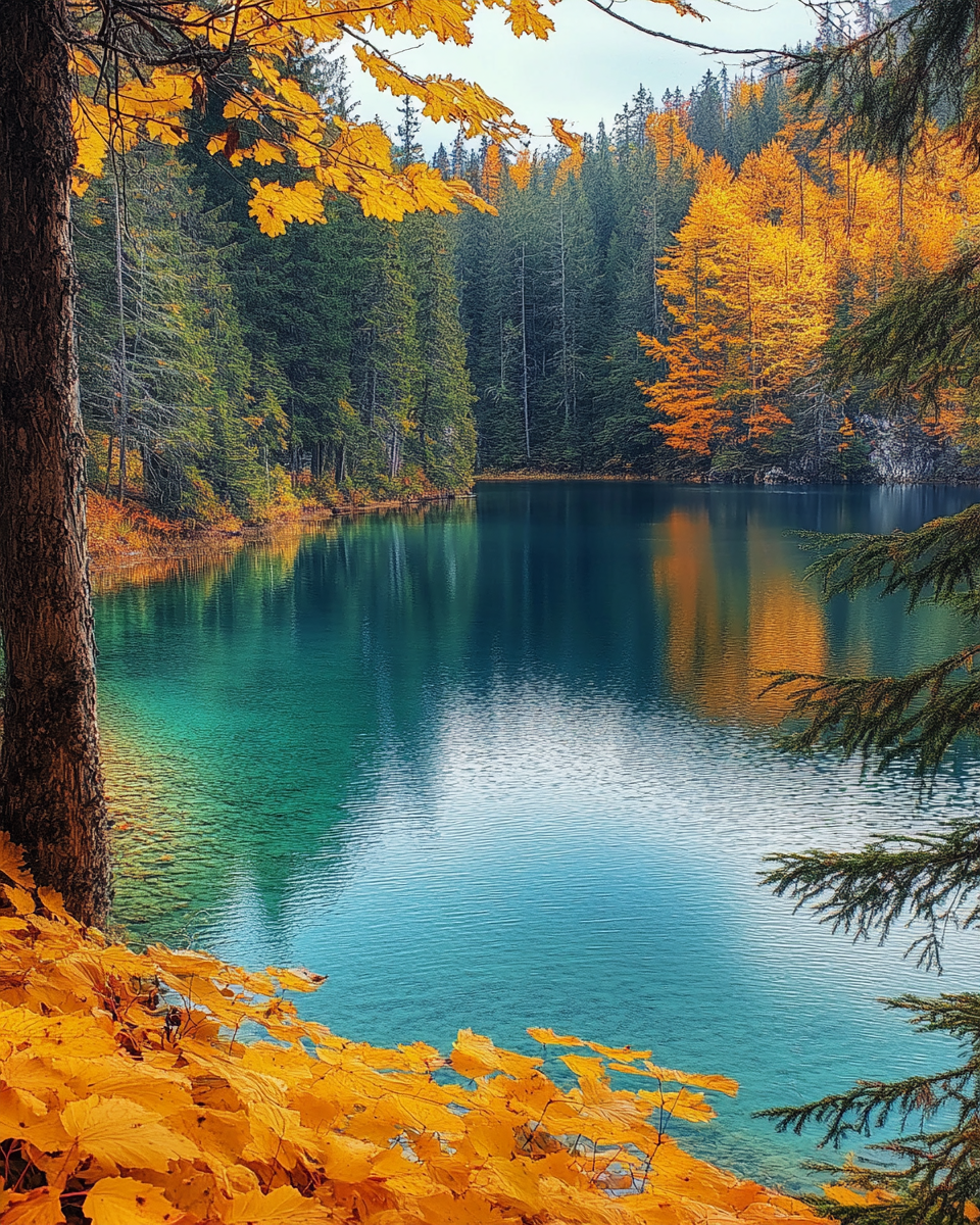 Arrivée de l'automne au bord du lac