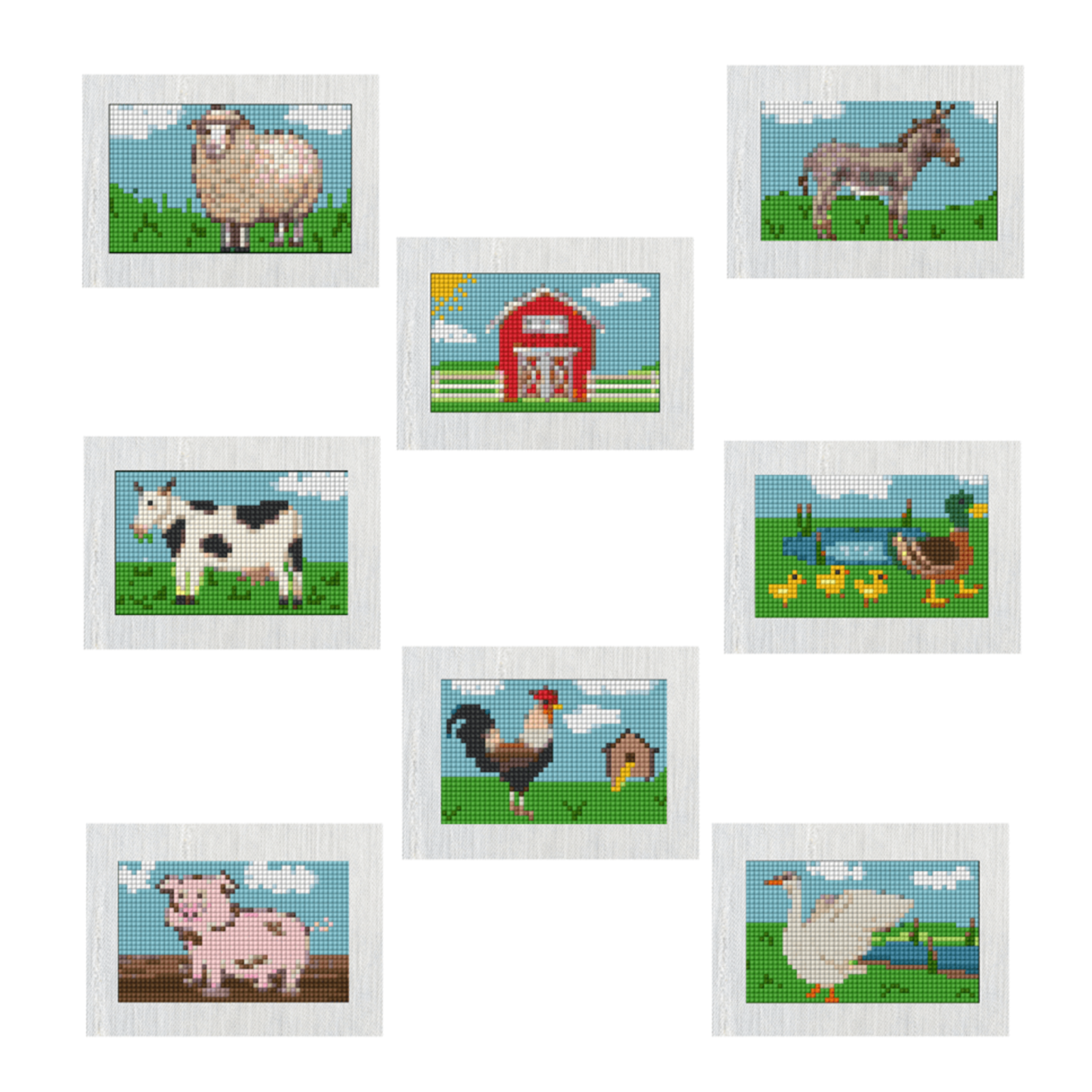 Lot de 8 Mini Diamond Painting – Au cœur de la ferme