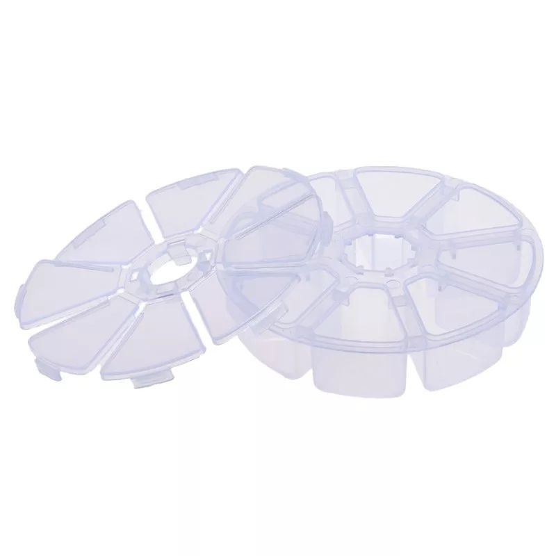 Boîte ronde 8 compartiments pour rangement de diamants