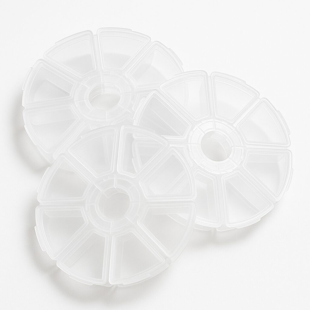 Boîte ronde 8 compartiments pour rangement de diamants