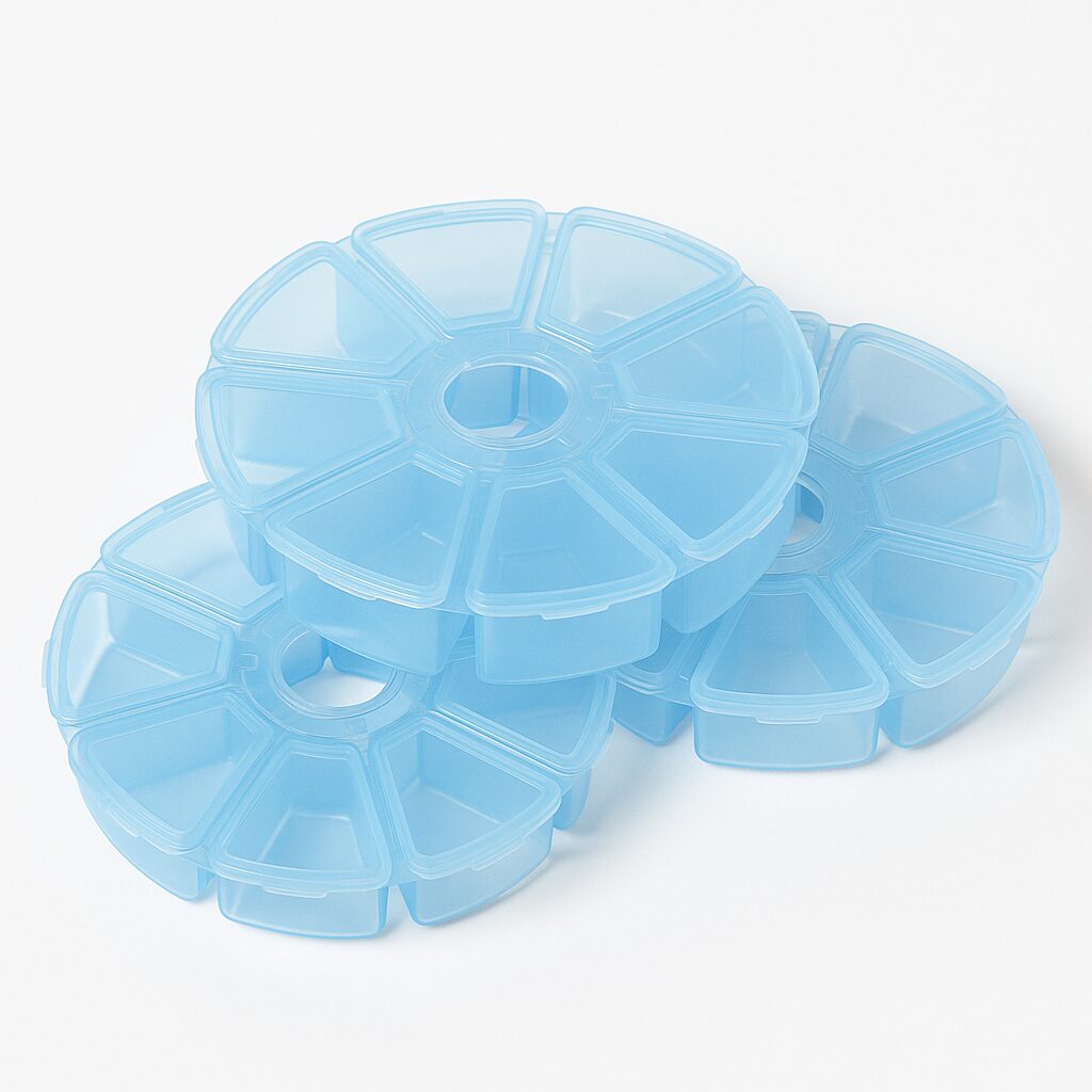 Boîte ronde 8 compartiments pour rangement de diamants