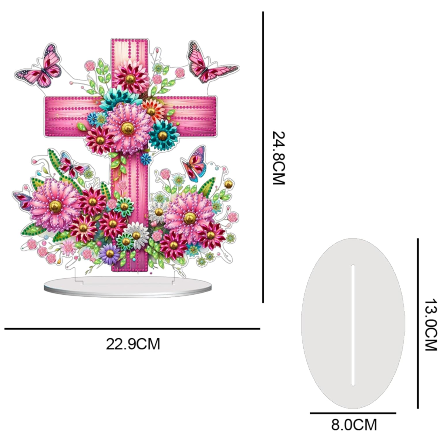 Croix Fleurie et papillons – Objet Décoratif sur Pied