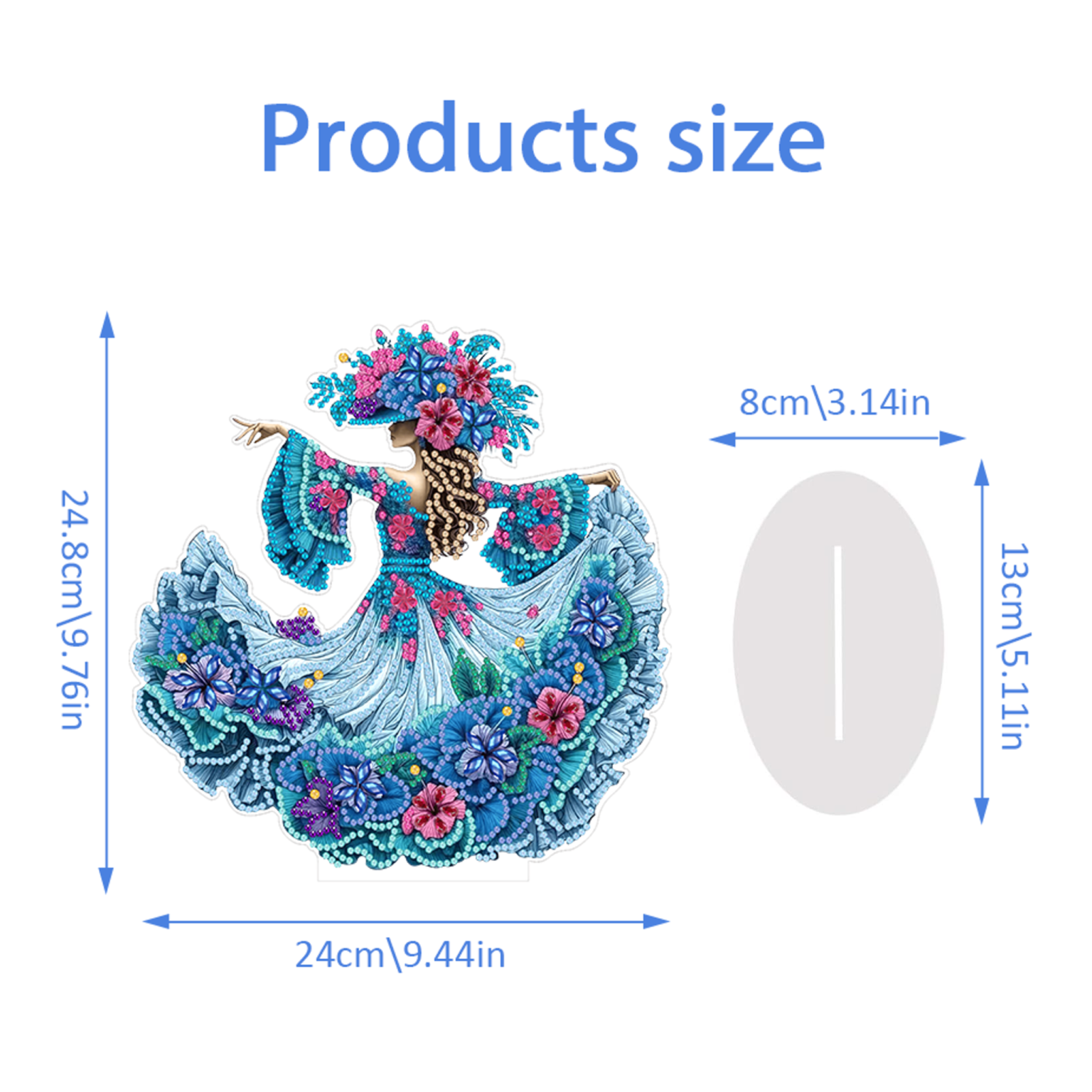 Danseuse florale en robe bleue – Objet Décoratif sur Pied