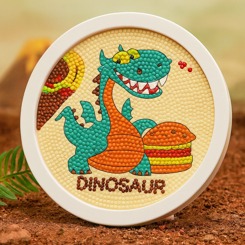 Dino Gourmand – Mini Cadre avec Pied Support