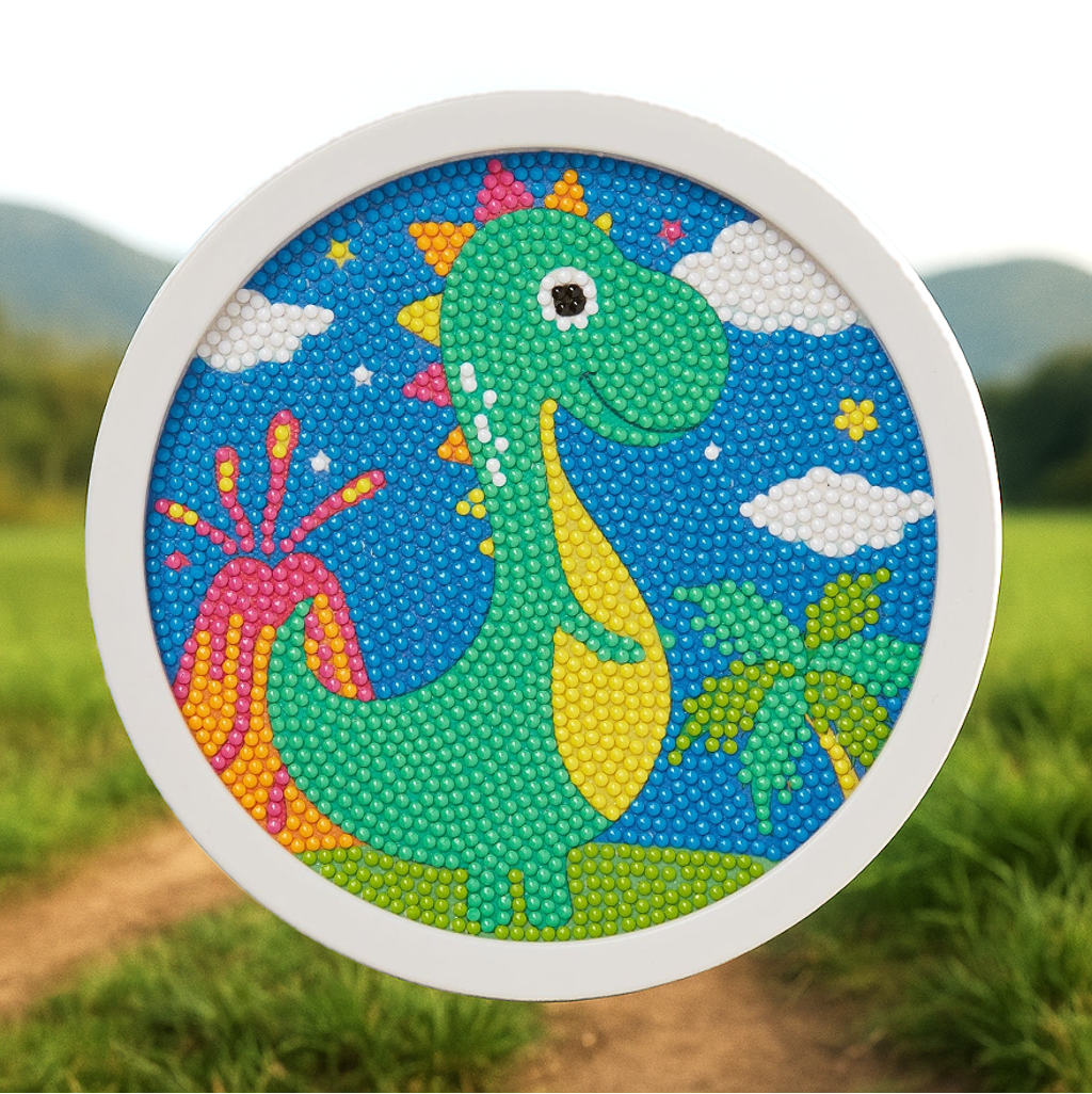 Dino et Volcan Magique – Mini Cadre avec Pied Support