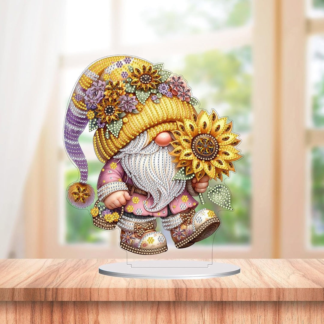 Gnome et Tournesol Radieux – Objet Décoratif sur Pied